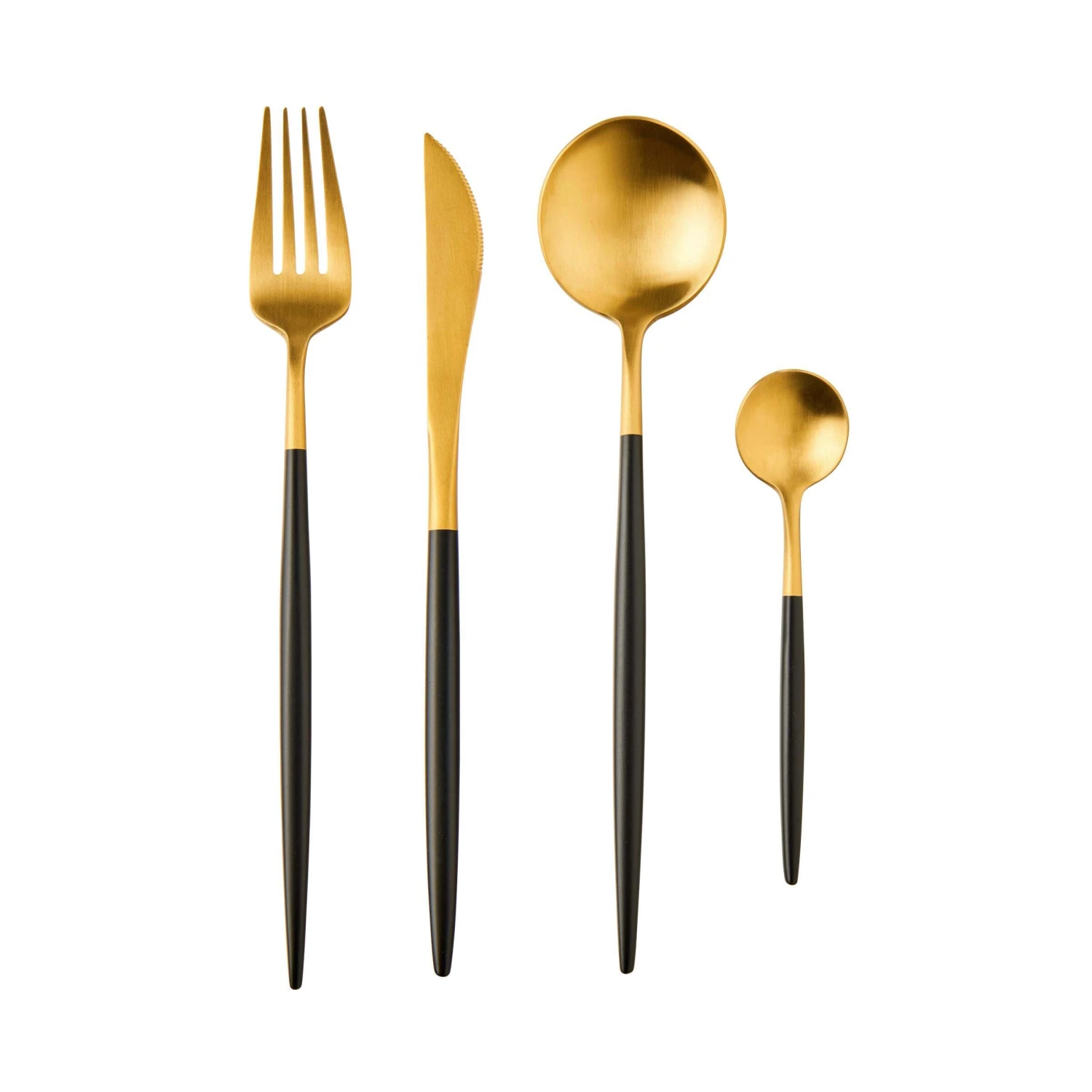 Besteck-Set 16-tlg. Matt STILETTO In Gold-Schwarz 1 Besteck-Set 16-tlg. Matt STILETTO In Gold-Schwarz