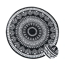 In- & Outdoor-Teppich Ø118cm COLOUR CLASH In Schwarz-Weiß -Butlers butlers in and outdoor teppich o118cm colour clash in schwarz weiss 2