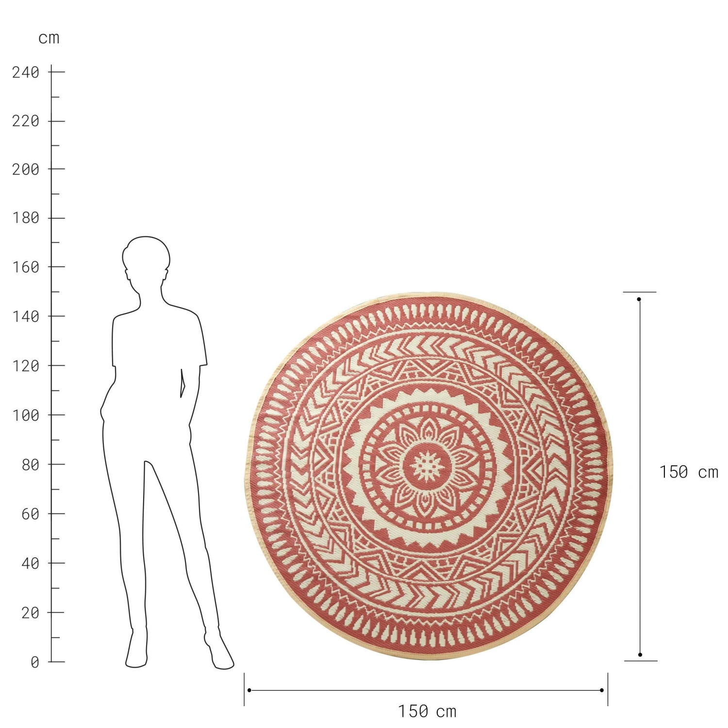 In- & Outdoor-Teppich Ø150cm COLOUR CLASH In Hellrot-Creme 3 In- & Outdoor-Teppich Ø150cm COLOUR CLASH In Hellrot-Creme – Bild 3