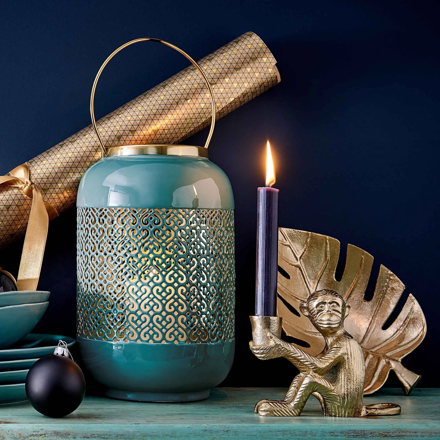 Laterne H 27cm EMILIE In Petrol 2 Laterne H 27cm EMILIE In Petrol – Bild 2