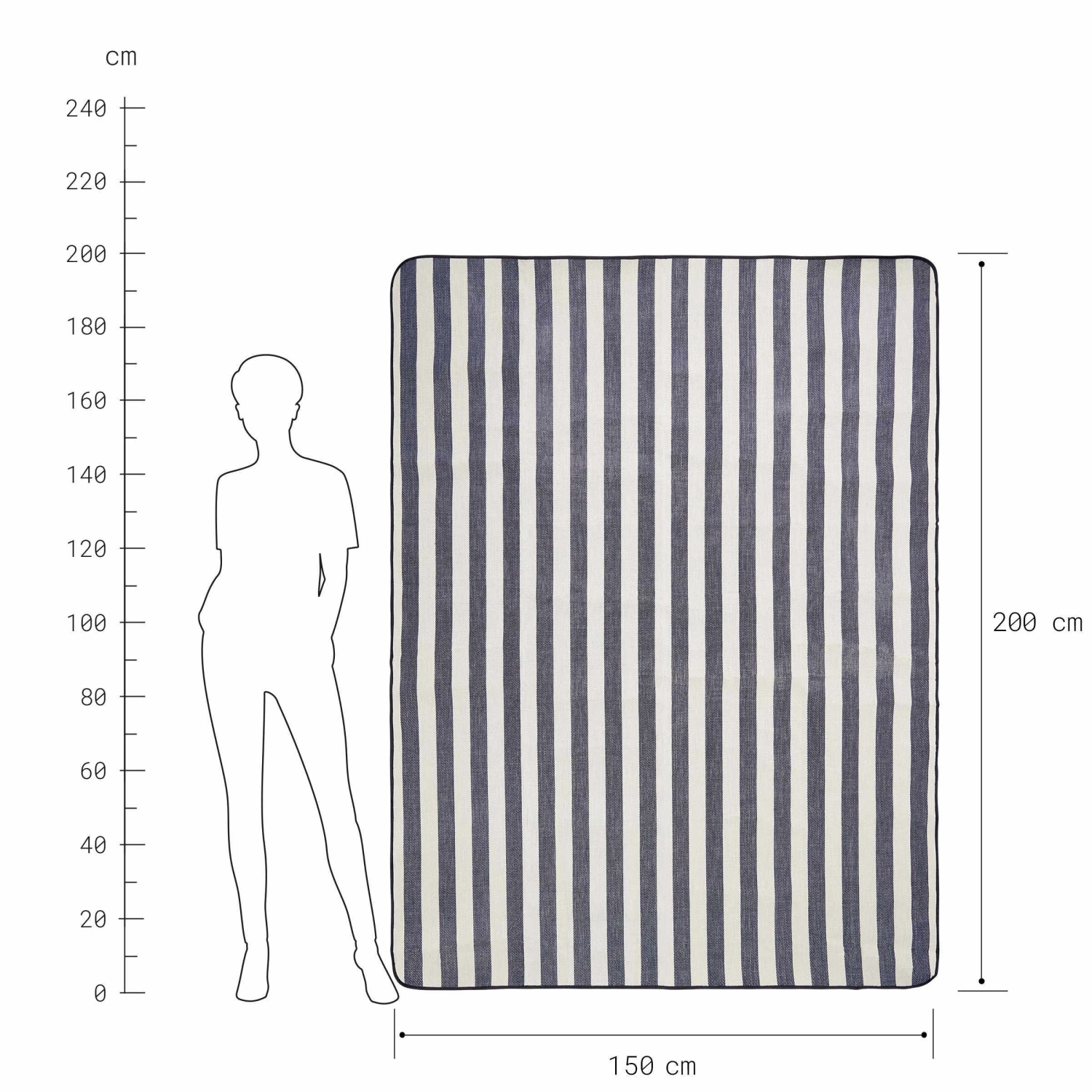 Picknickdecke Streifen L 150 X B 200cm WANDERLUST In Creme-Blau 4 Picknickdecke Streifen L 150 X B 200cm WANDERLUST In Creme-Blau – Bild 4