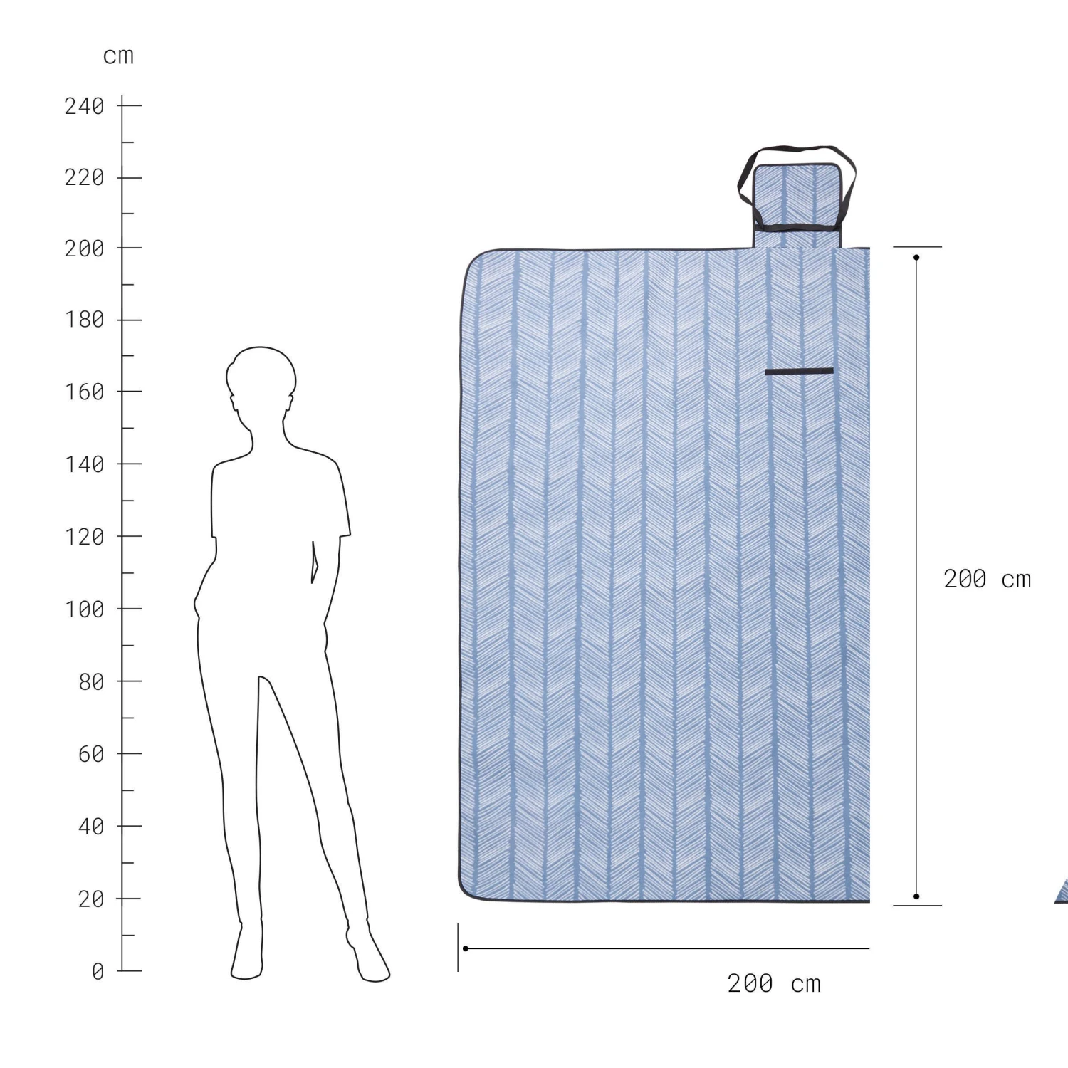 XXL-Picknickdecke Streifen L 200 X B 200cm GET TOGETHER In Blau-Weiß 3 XXL-Picknickdecke Streifen L 200 X B 200cm GET TOGETHER In Blau-Weiß – Bild 3